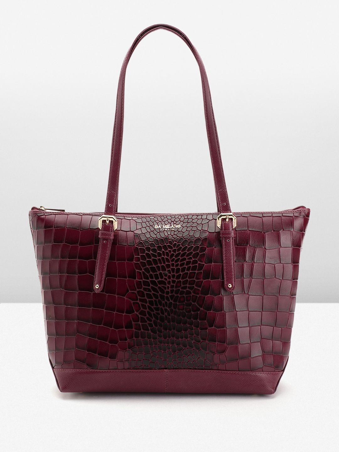 

Da Milano Textured Leather Structured Shoulder Bag, Burgundy