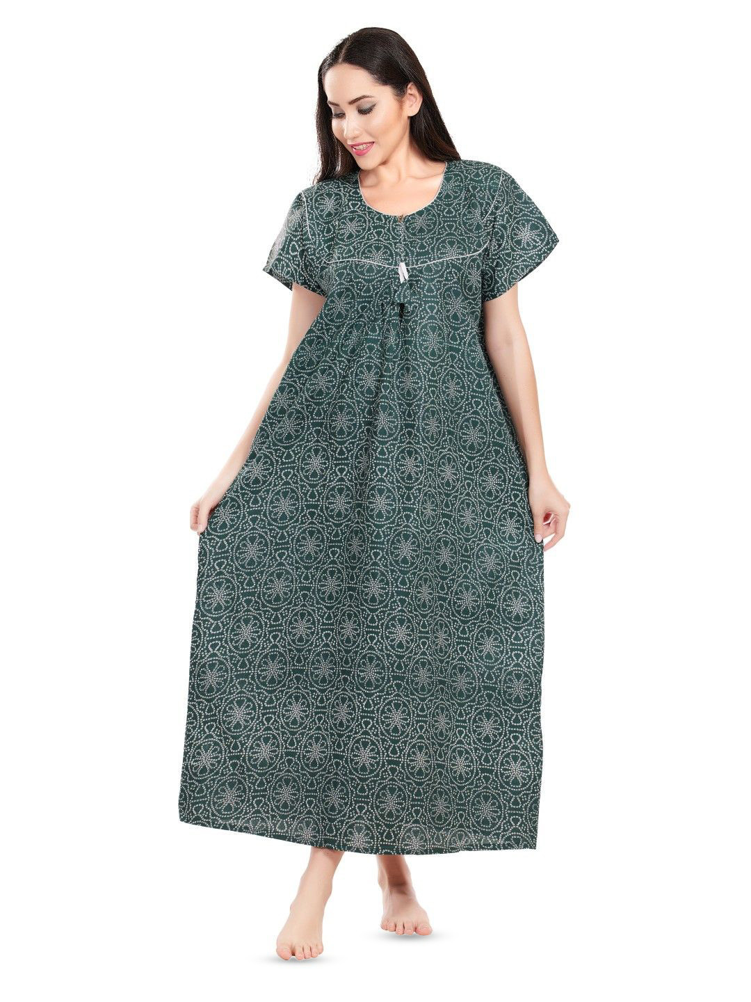 

Zionity Printed Maxi Nightdress, Green