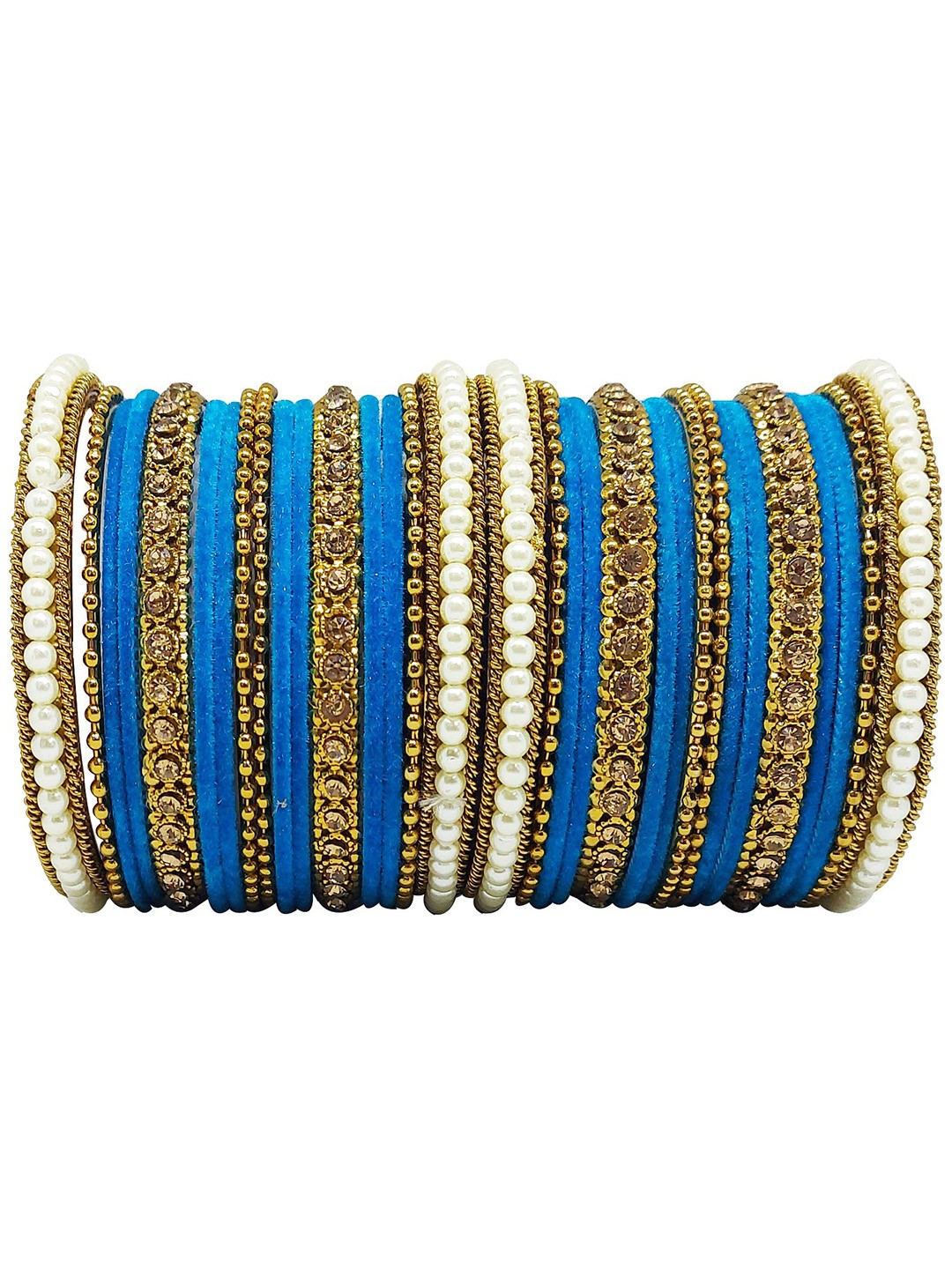 

CHRISHAN Set Of 32 Stone Studded Bangles, Gold