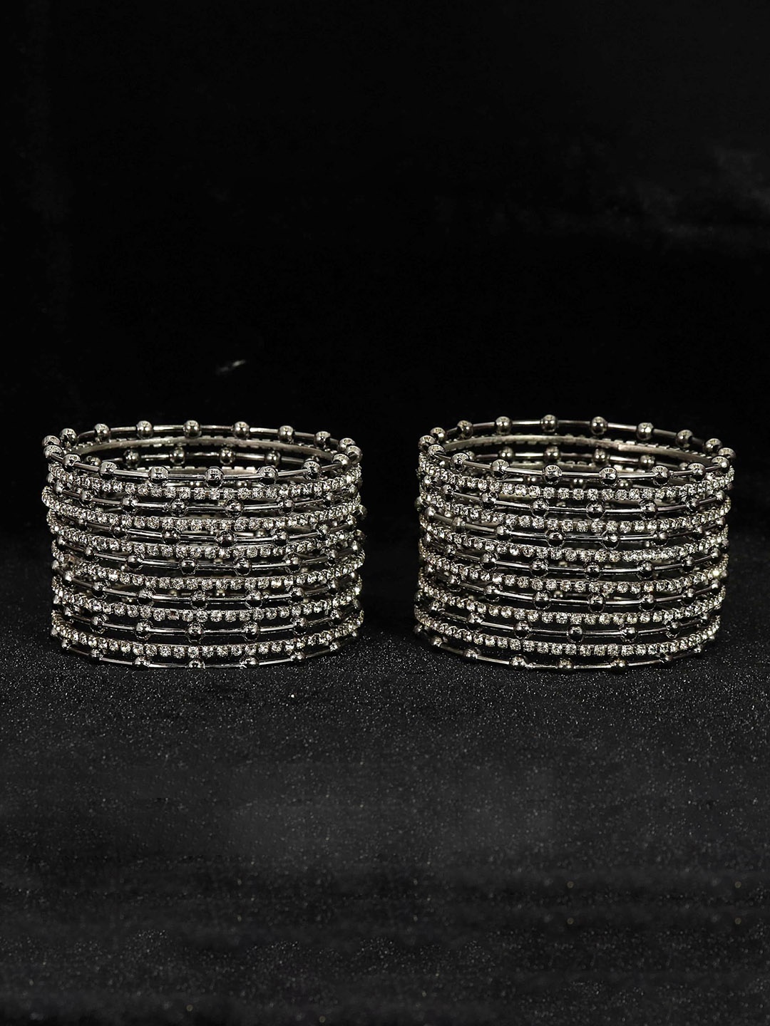 

ZULKA Set of 26 Zircon Stone & Balls Design Bangles, Grey