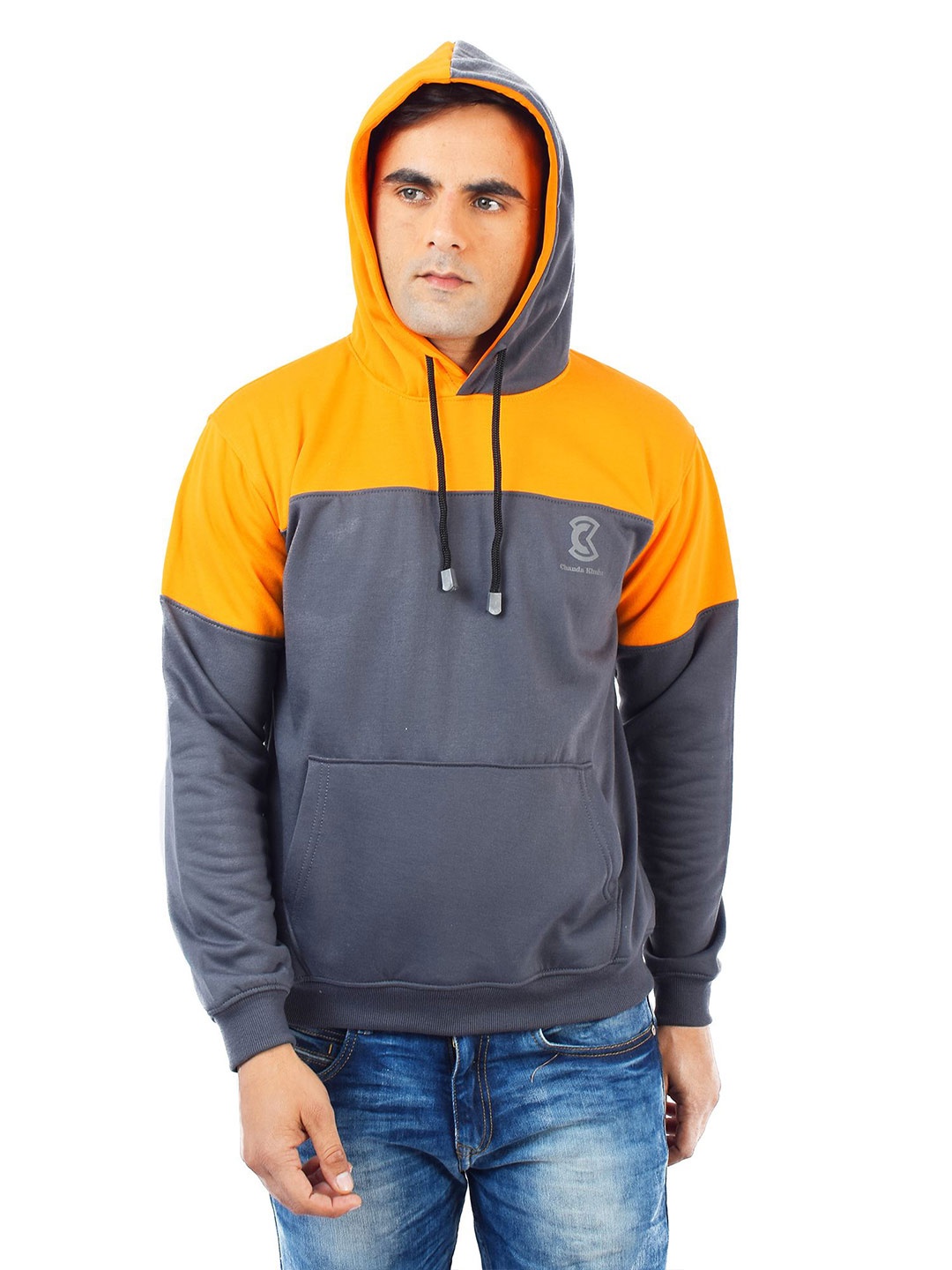 

Chanda Khuba Men Hooded Sweatshirt, Grey melange