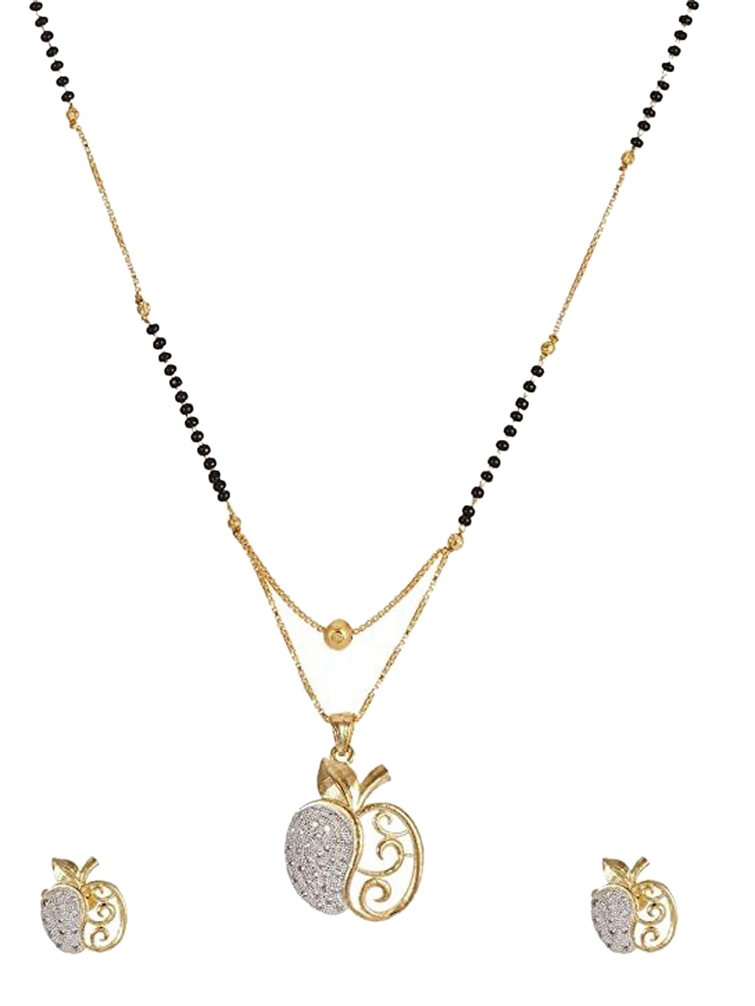 

SUNHARI Alloy Silver Mangalsutra With Earrings