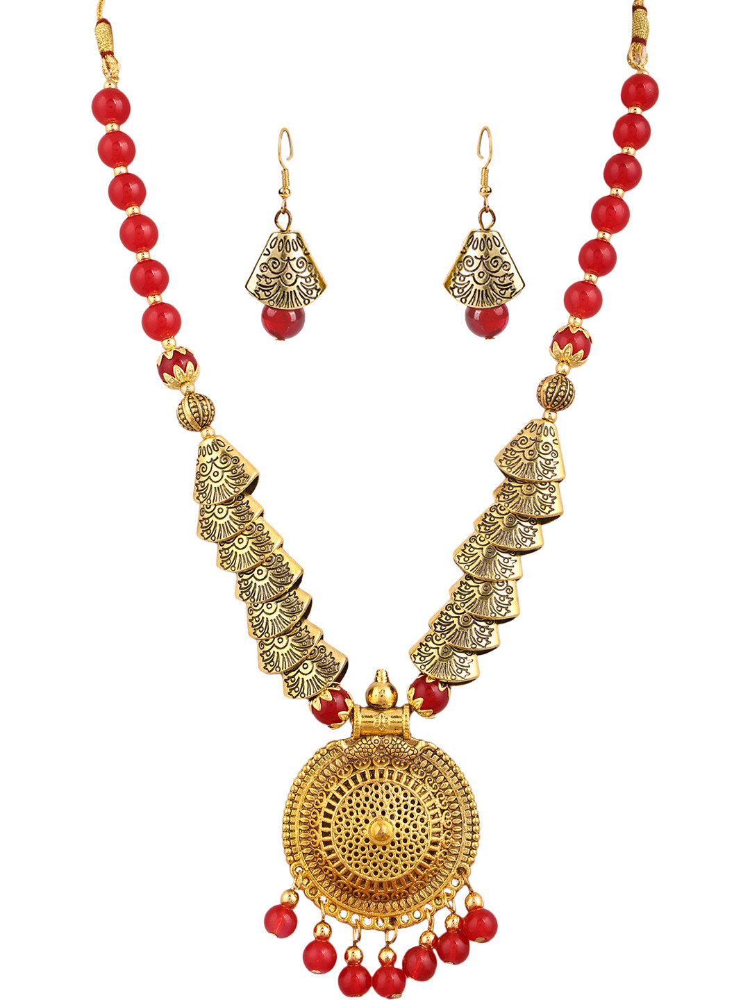

SUNHARI Beaded Necklace & Earrings, Gold