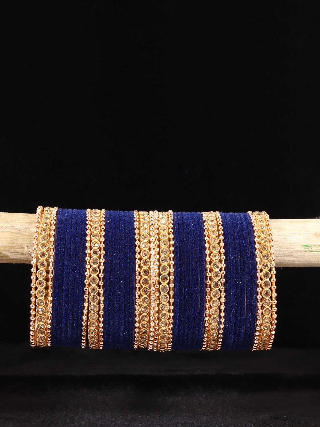 

ZULKA Set Of 42 Velvet Zircon Gemstone Studded Bangle, Navy blue