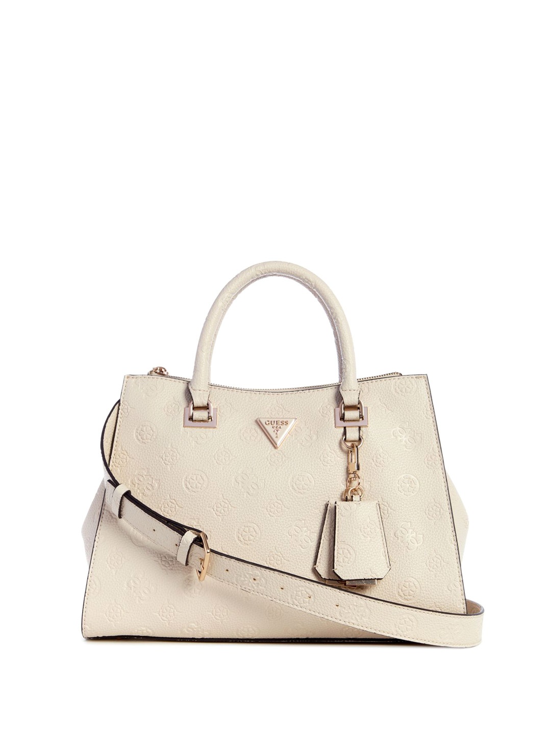 

GUESS PU Women Self Design Structured Satchel Bag Comes With Pouch, Off white