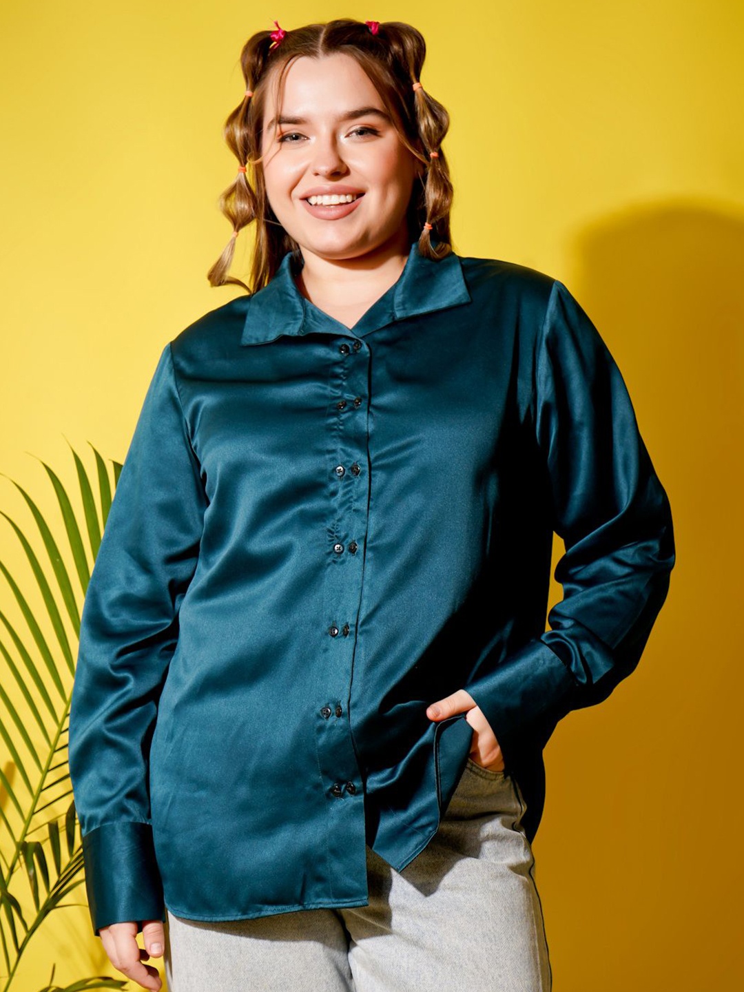 

MOOBA Women Classic Opaque Casual Shirt, Green