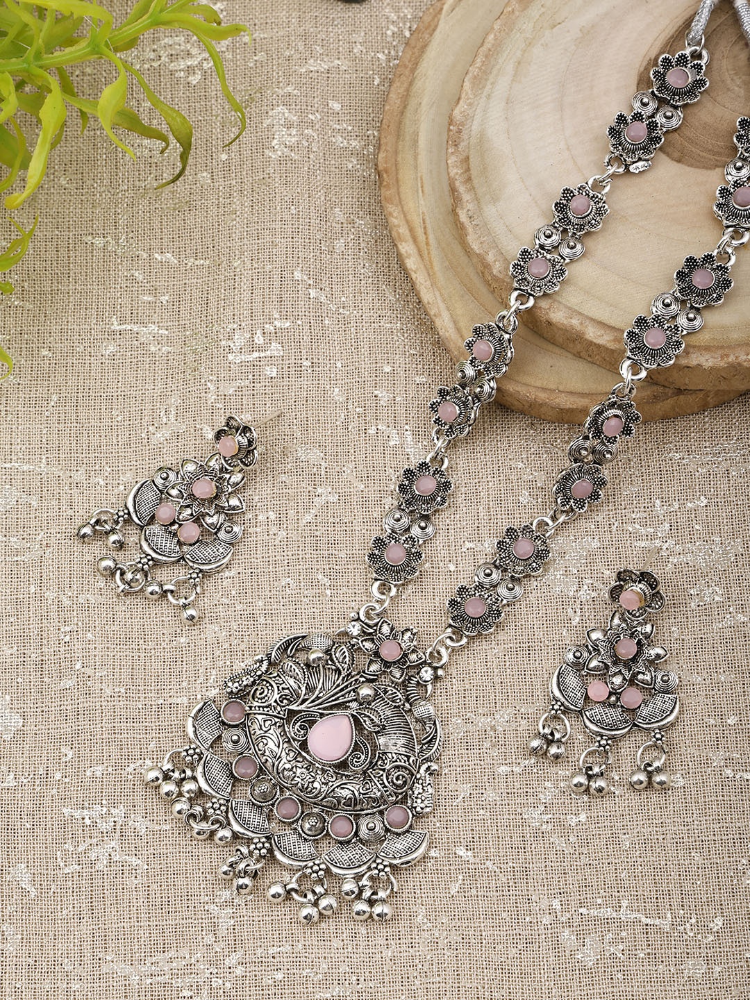 

SUNHARI Stone Studded & Beaded Jewellery Set, Silver