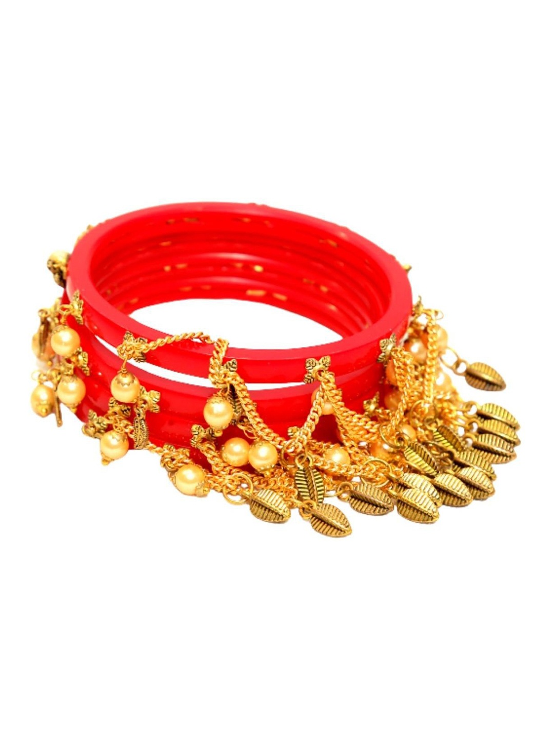 

Align Set Of 4 Gold-Plated Pearl-Beaded Chuda Bangles