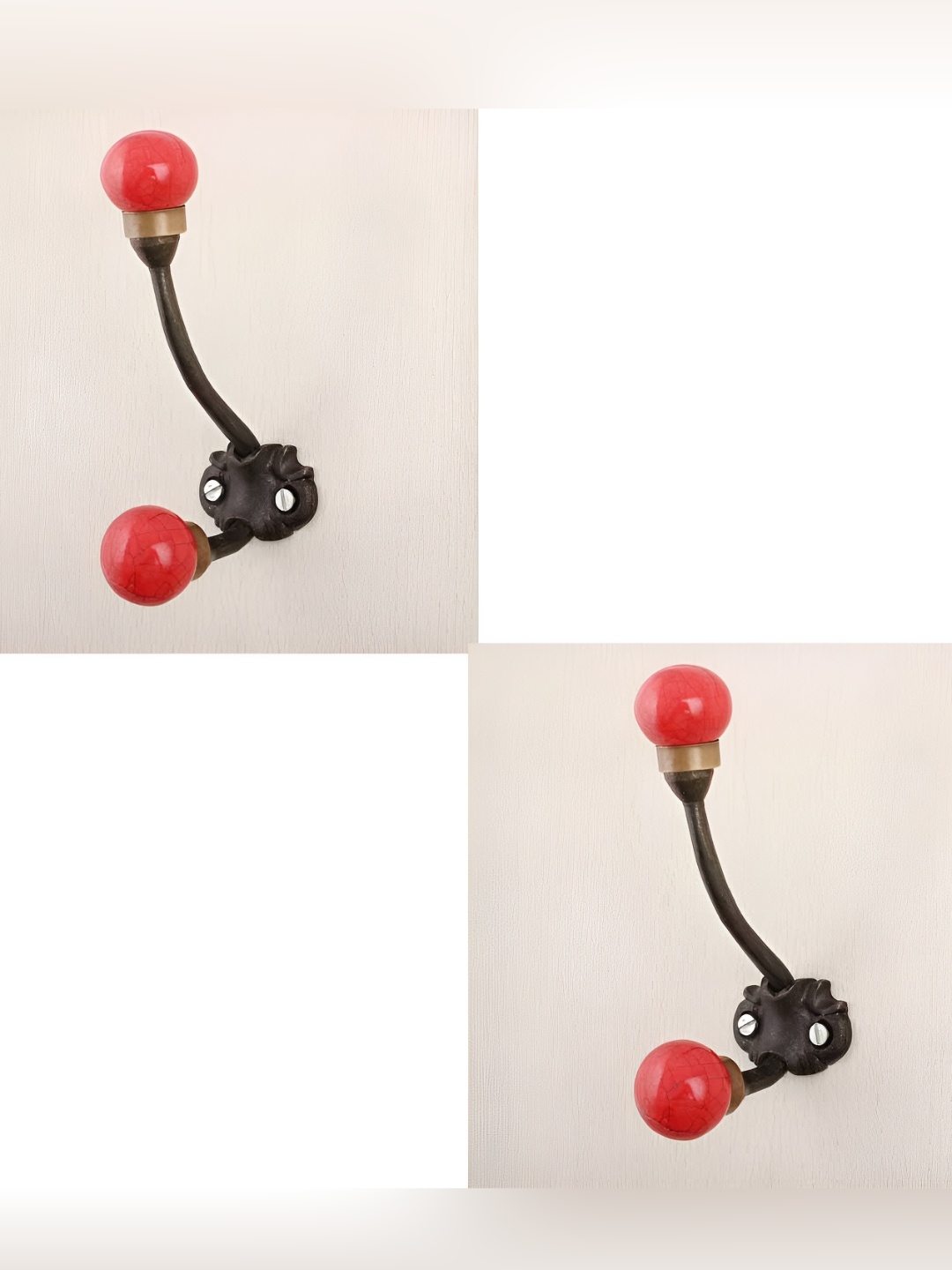 

IndianShelf Red & Black 2 Pieces Printed Ceramic Wall Hooks