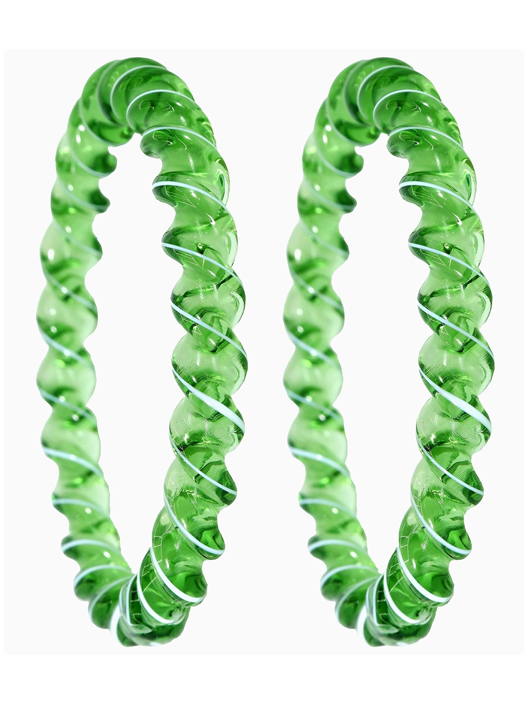 

ZULKA Set of 2 Women Glass Twisted Kada Bangle, Green