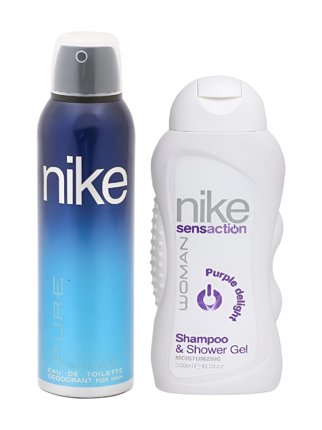 

Nike Set Of 2 Pure Deodorant - 200 ml & Sensaction Shampoo & Shower Gel - 300 ml, Transparent