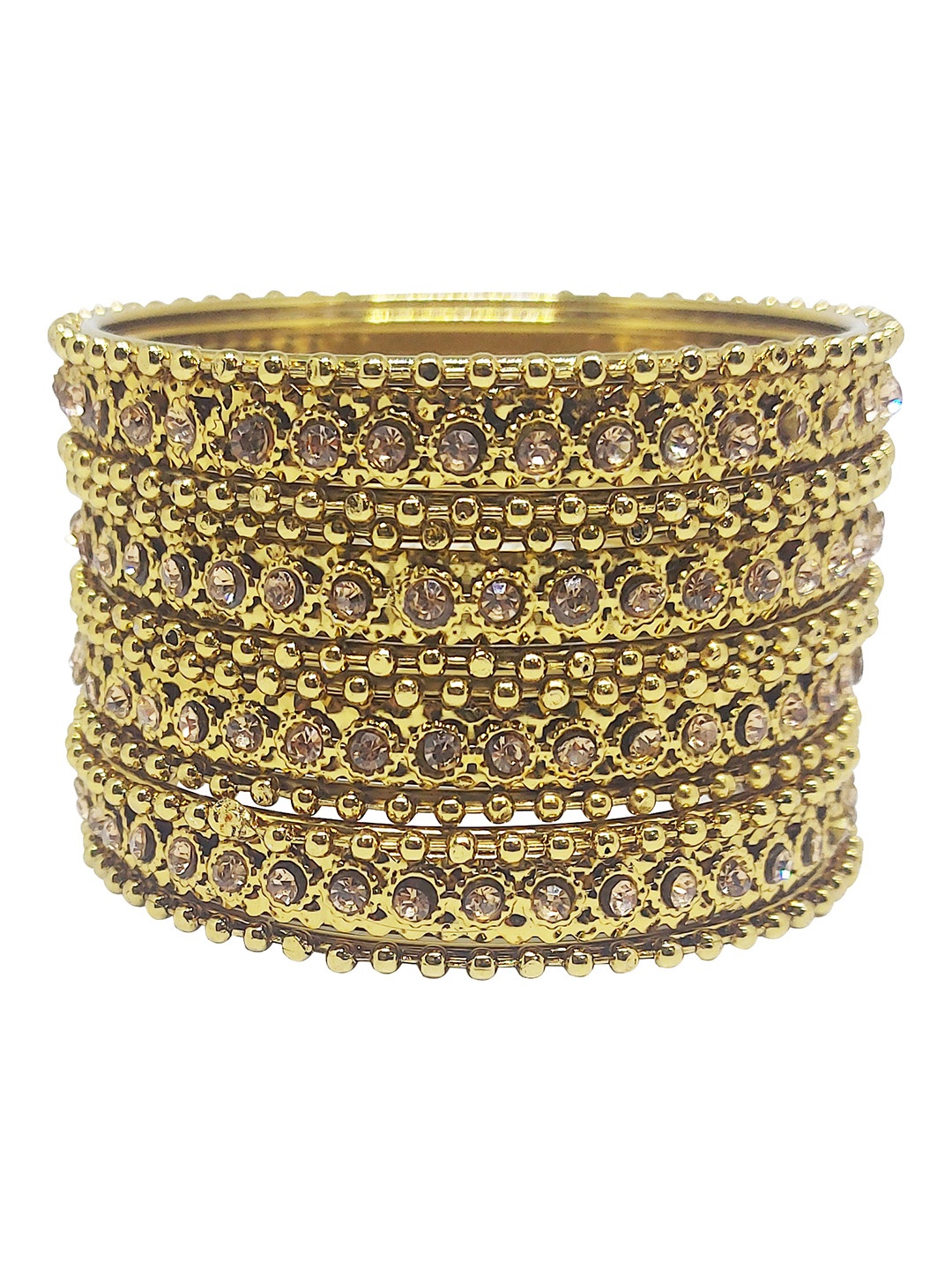 

CHRISHAN Set Of 12 Stone Studded Bangles, Gold