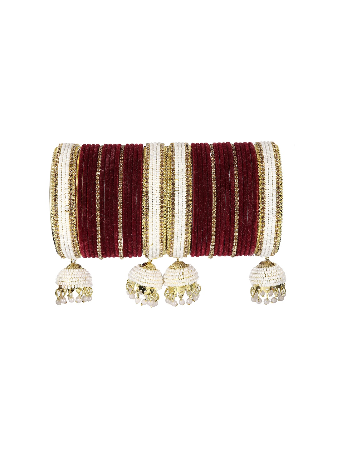 

ZULKA Set of 32 Acrylic (Plastic) with Oval Beads Or Zircon Gemstone Studded worked Short Chuda, Green