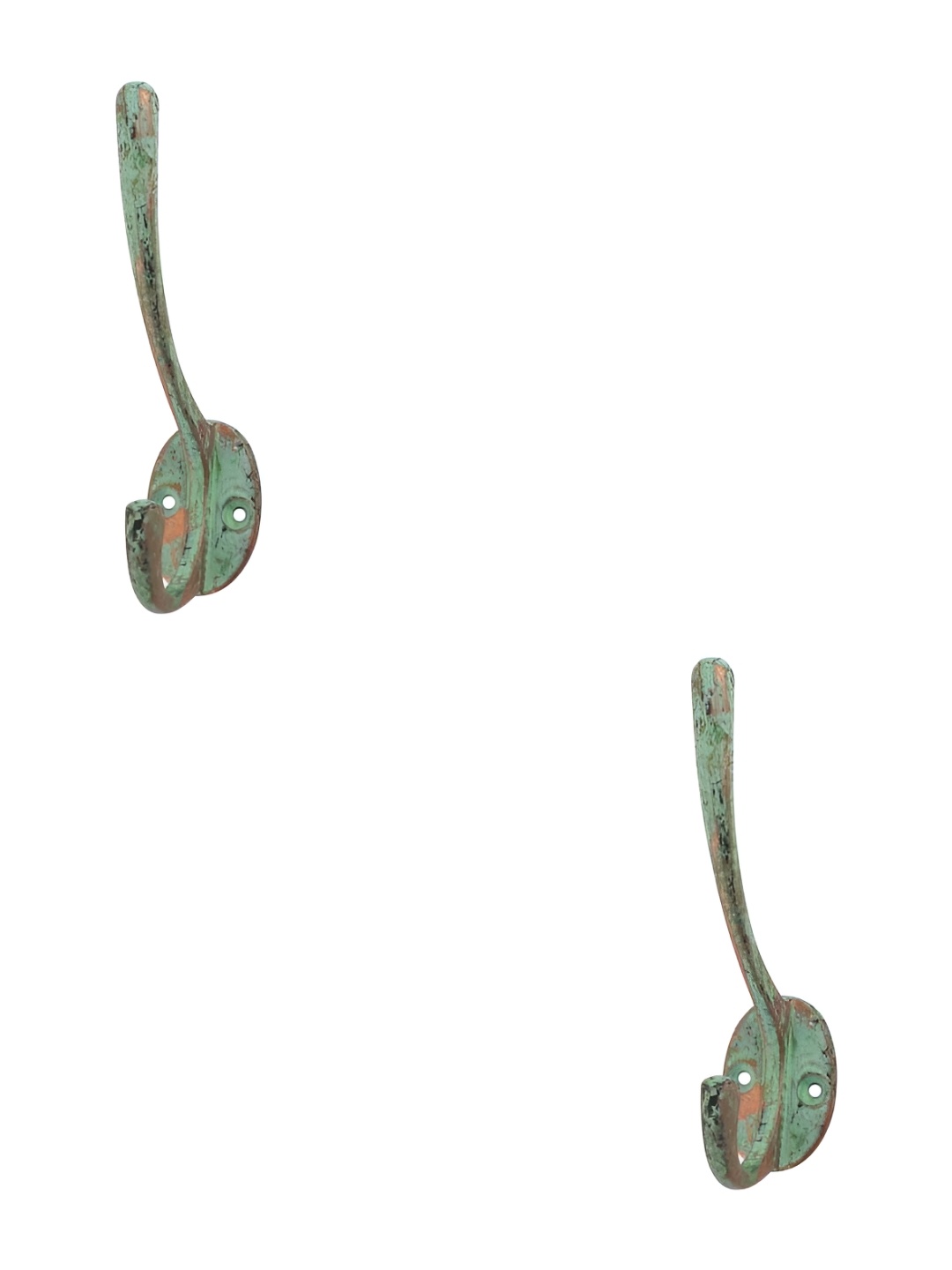 

IndianShelf Bronze-Toned & Green 2 Pieces Abstract Printed Iron Wall Hooks
