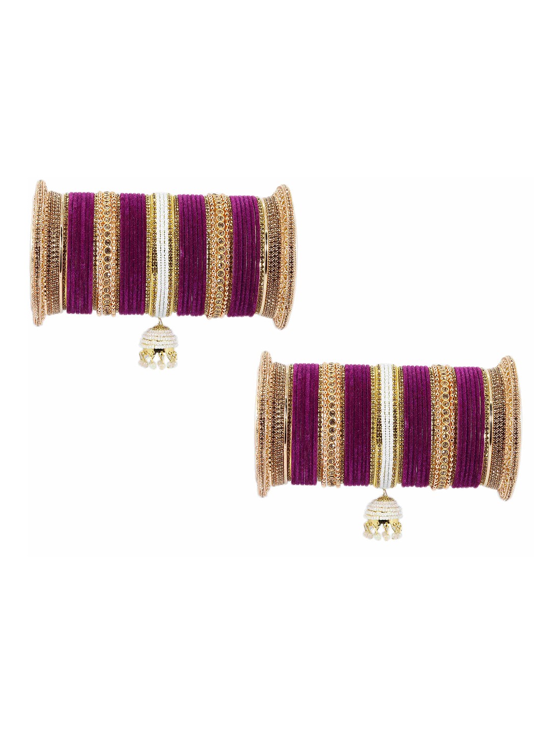

ZULKA Set of 42 Metal Studded Bangles, Magenta