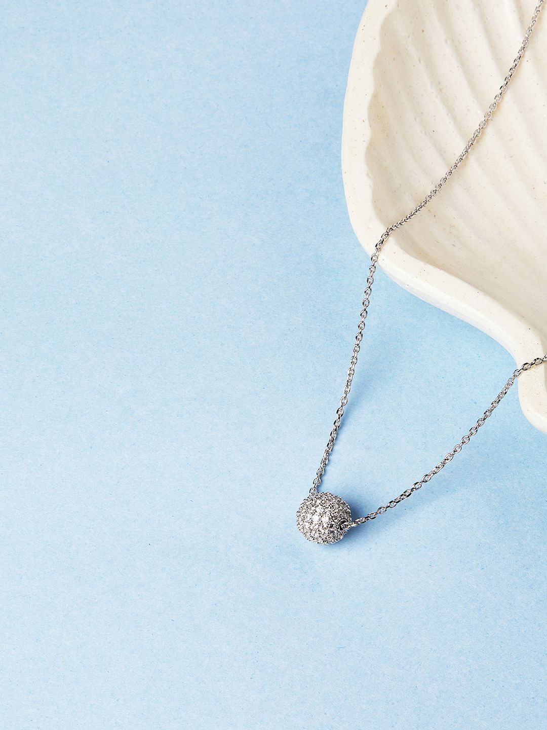 

Mia by Tanishq Icy Gem 925 Sterling Silver Silver Plated Cubic Zirconia Studded Chain