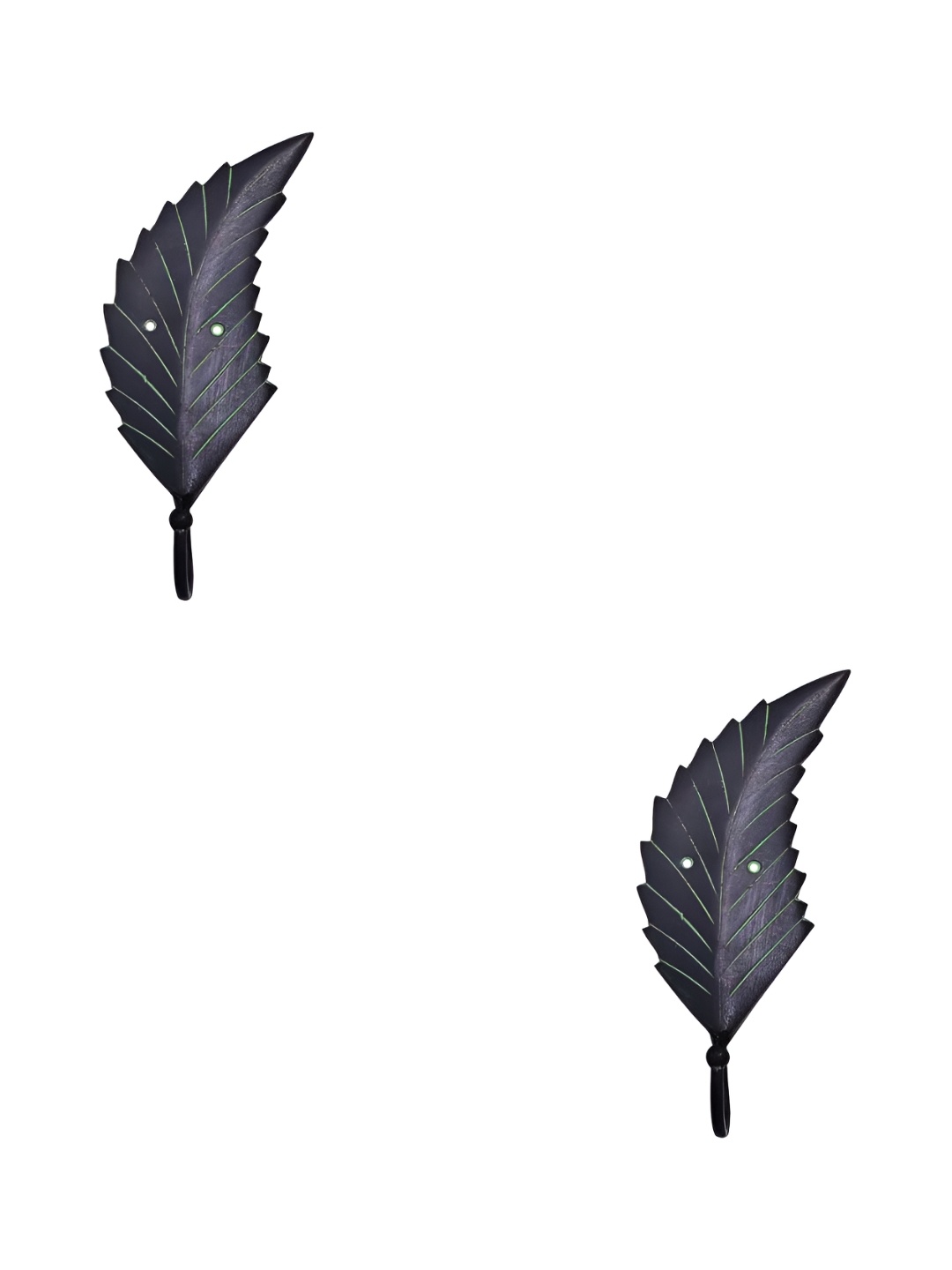 

IndianShelf Bronze & Green 2 Pieces Brass Leaf Coat Hooks Door Hangers for Clothes