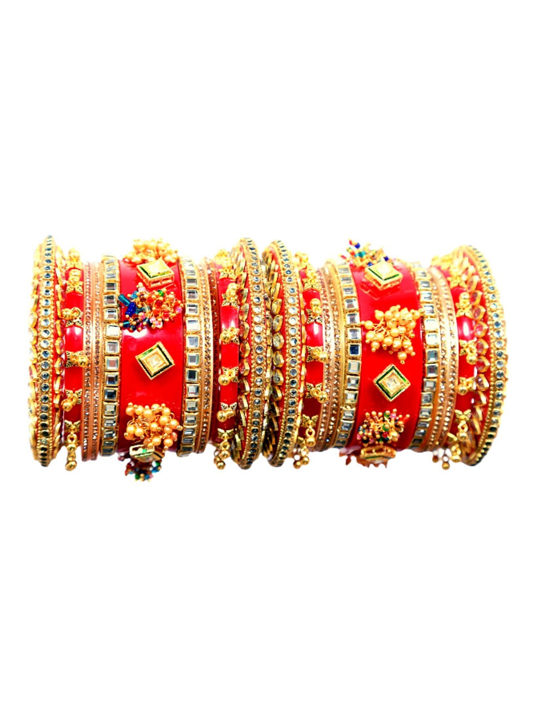 

Align Set Of 2 Gold-Plated Stone Studded Chuda Bangles