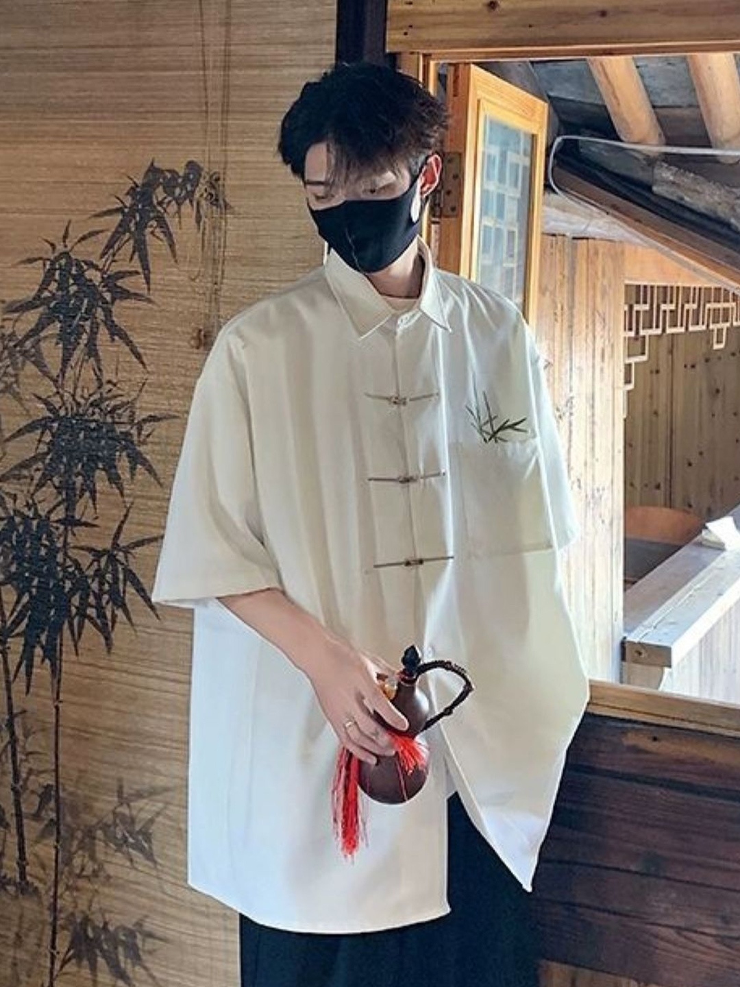 

HERE&NOW Men Original Floral Printed Oversized Casual Shirt, White