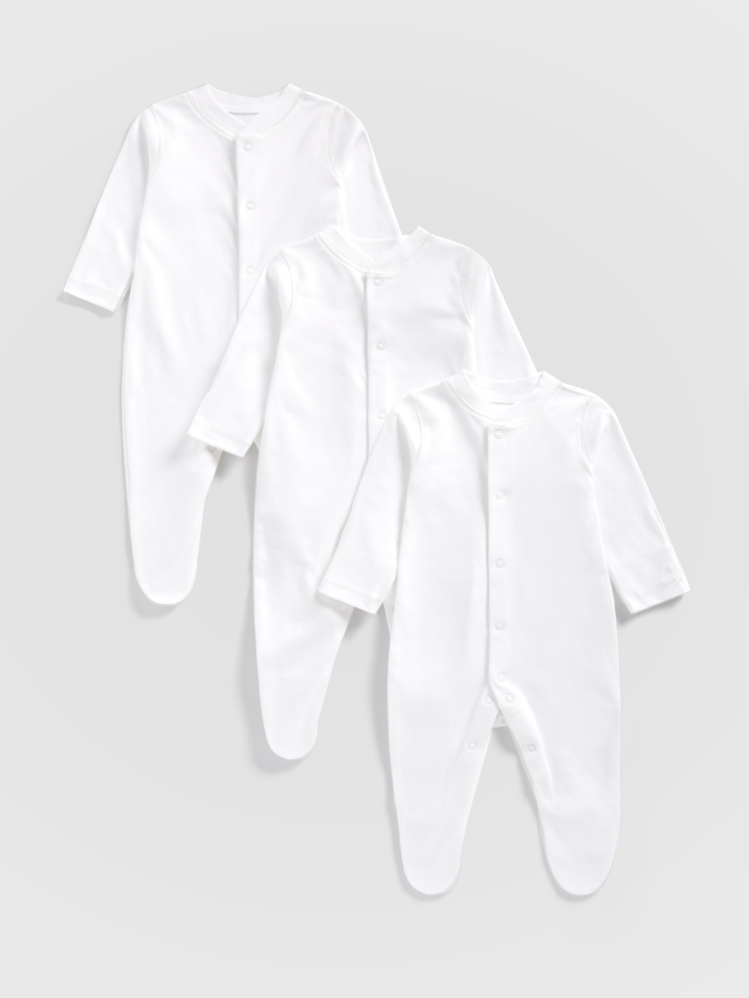 

mothercare Kids Pack of 3 Cotton Sleepsuit, White