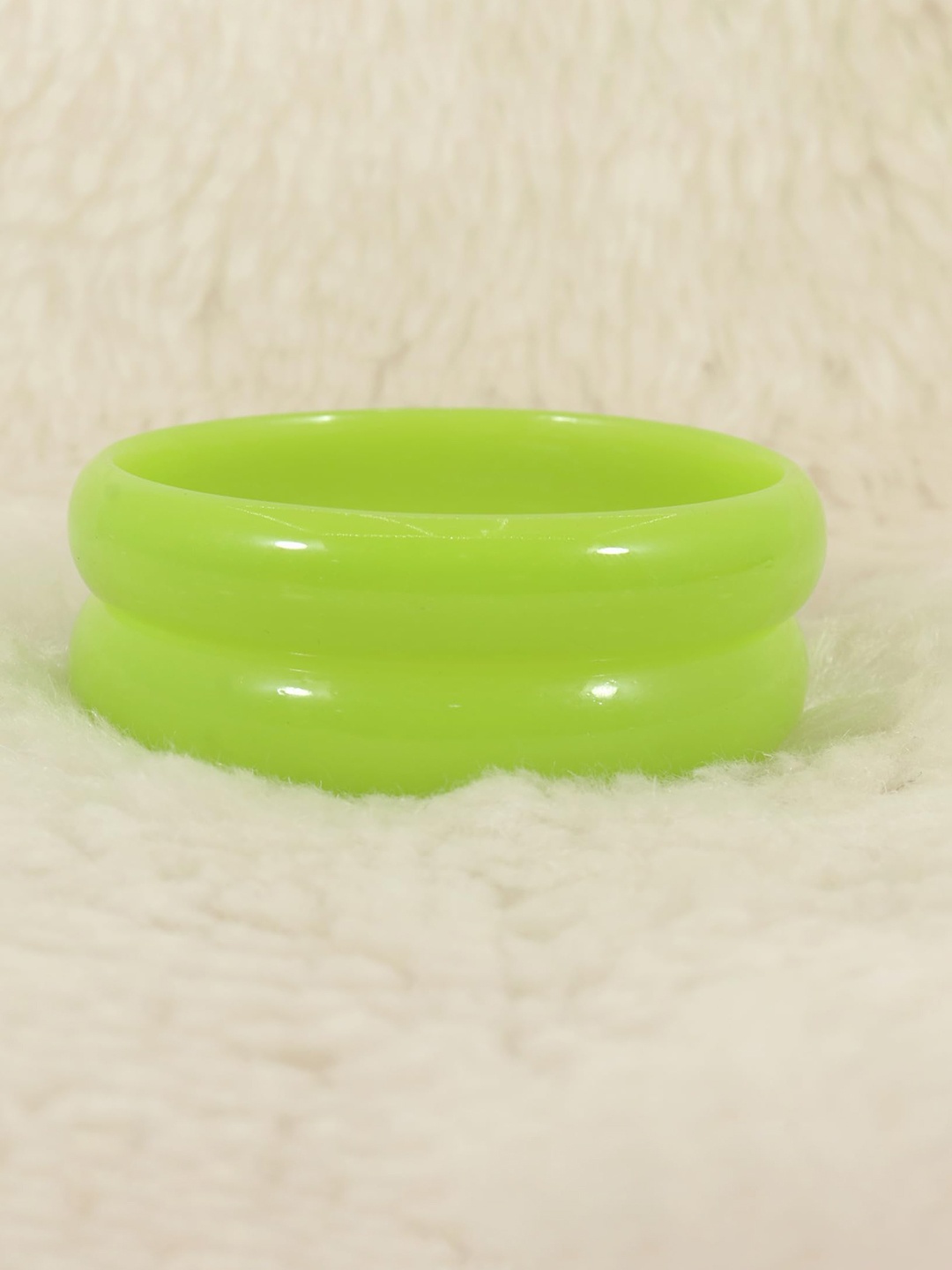 

ZULKA Set Of 2 Glass Kada Bangles, Lime green