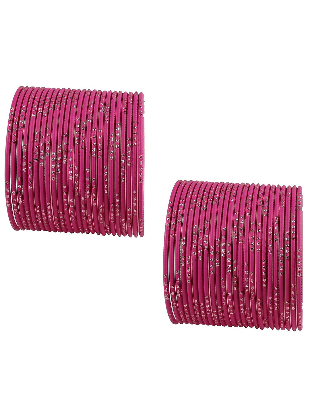 

ZULKA Set of 48 Purple Stone-Studded Metal Bangles