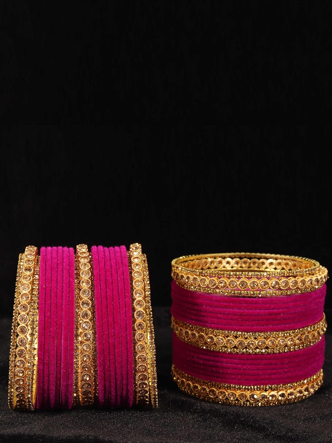 

ZULKA Pack Of 42 Velvet Zircon Gemstone Studded Bangle, Pink