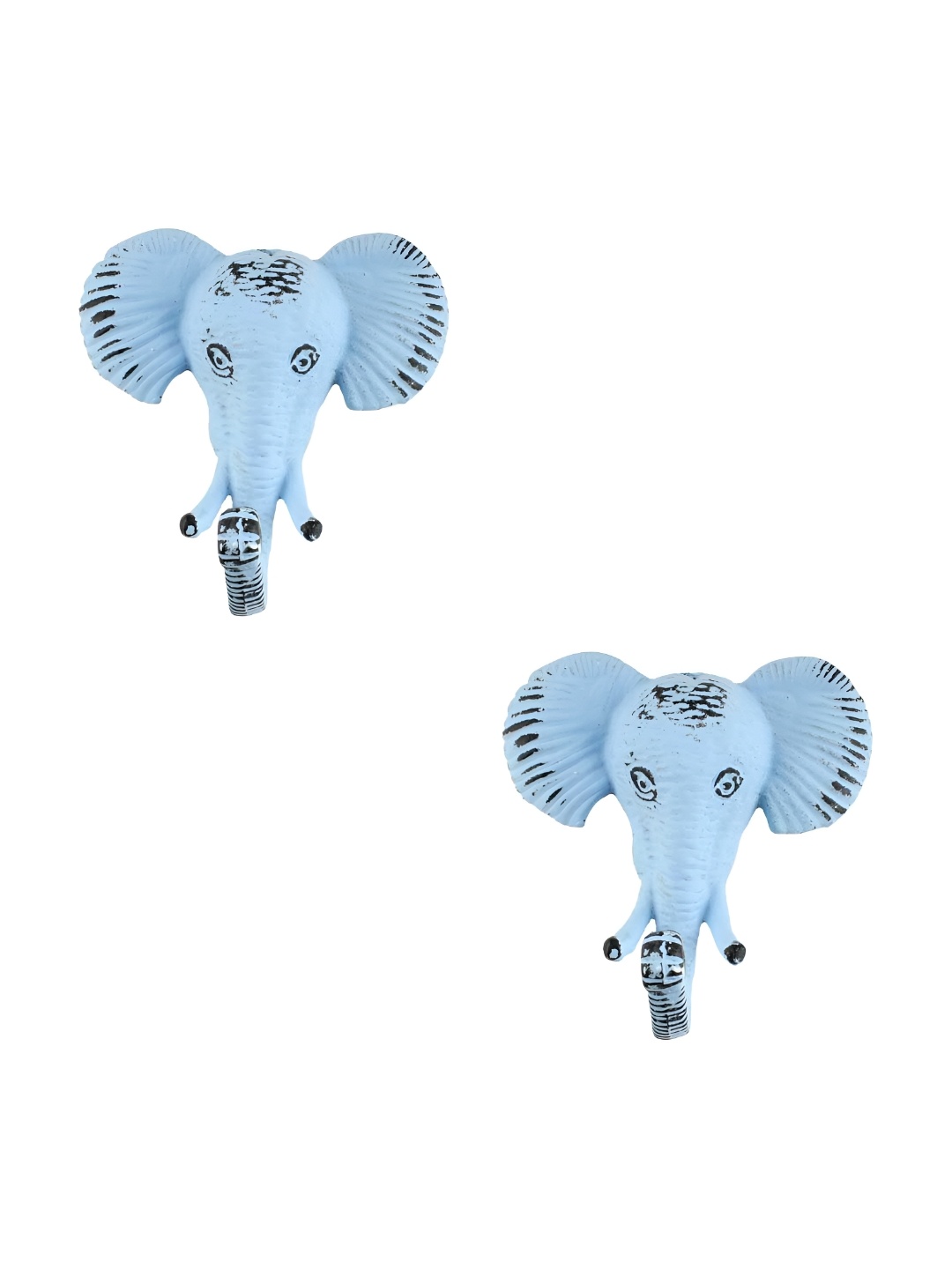

IndianShelf Blue & Grey 2 Piece Elephant Textured Iron Wall Hooks