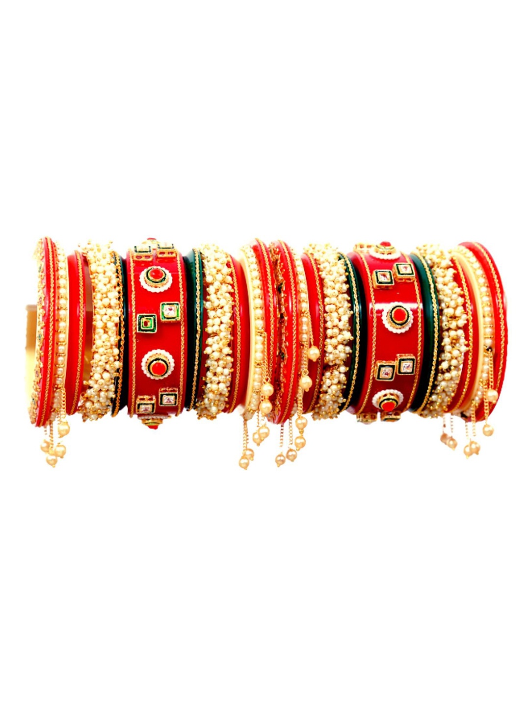 

Align Set Of 2 Gold-Plated Stones-Studded & Beaded Chudas