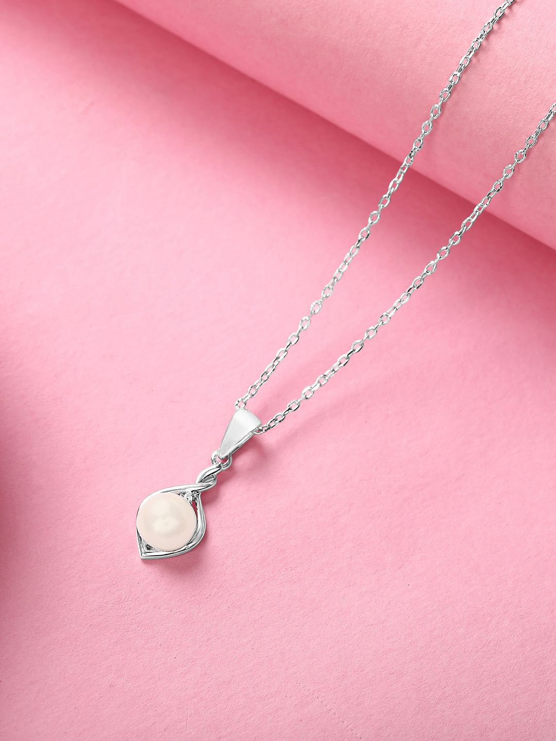 

Mia by Tanishq Silver Plated Pearl Beaded Pendants With Chain