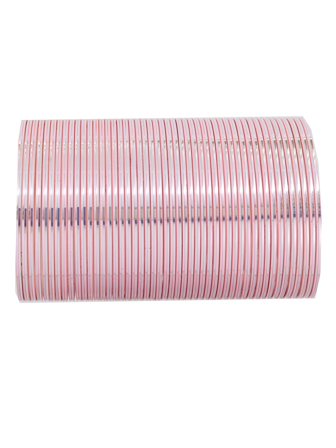 

ZULKA Set of 48 Glossy Finished Metal Bangles, Pink