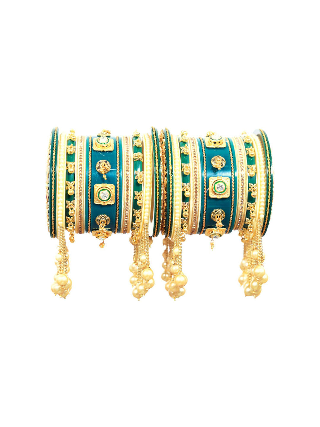 

Align Pack Of 2 Gold-Plated Pearl Beaded Bangles, Green