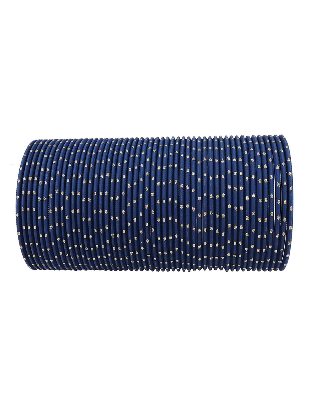 

Set of 48 Traditional Plain Metal with Polka Dots Bangles, Navy blue