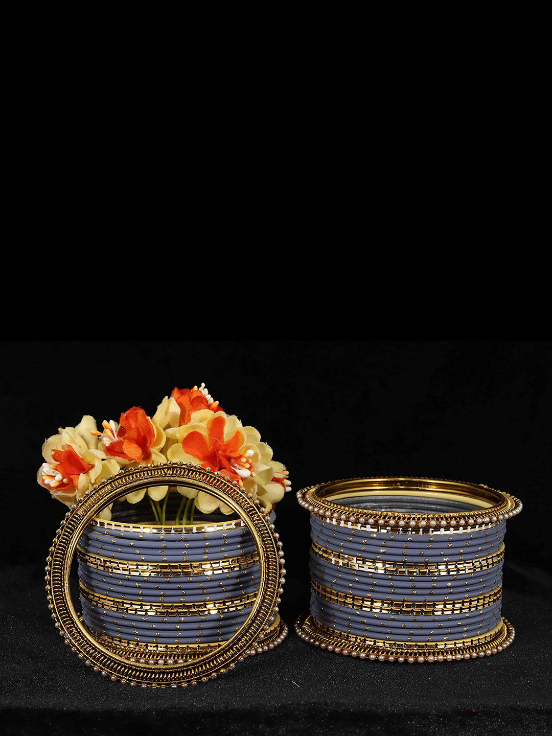 

ZULKA Set Of 40 Gold-Plated Stone Studded Bangles