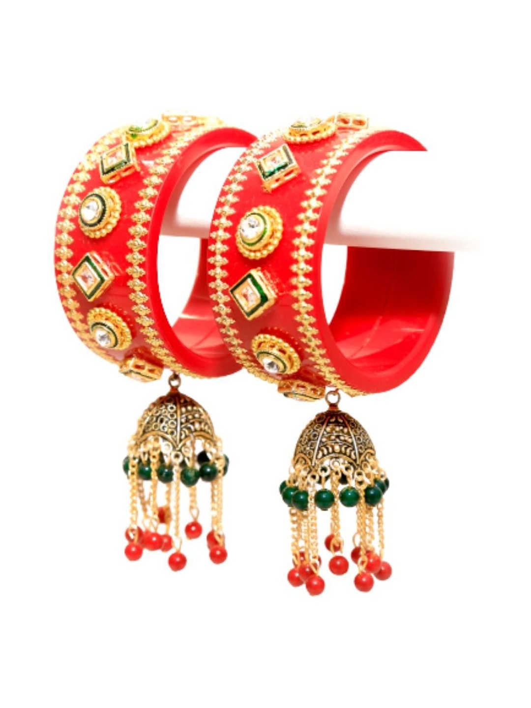 

Align Set Of 2 Gold-Plated Stones-Studded & Beaded Bangles