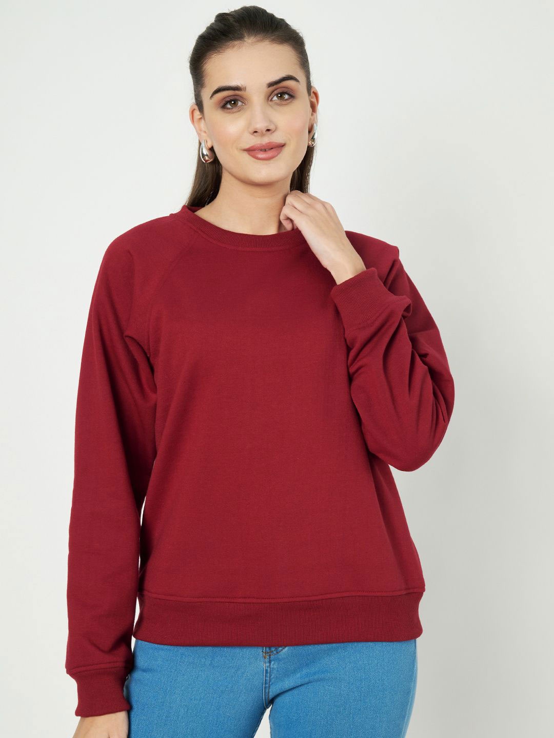 

BRINNS Women Round Neck Sweatshirt, Maroon