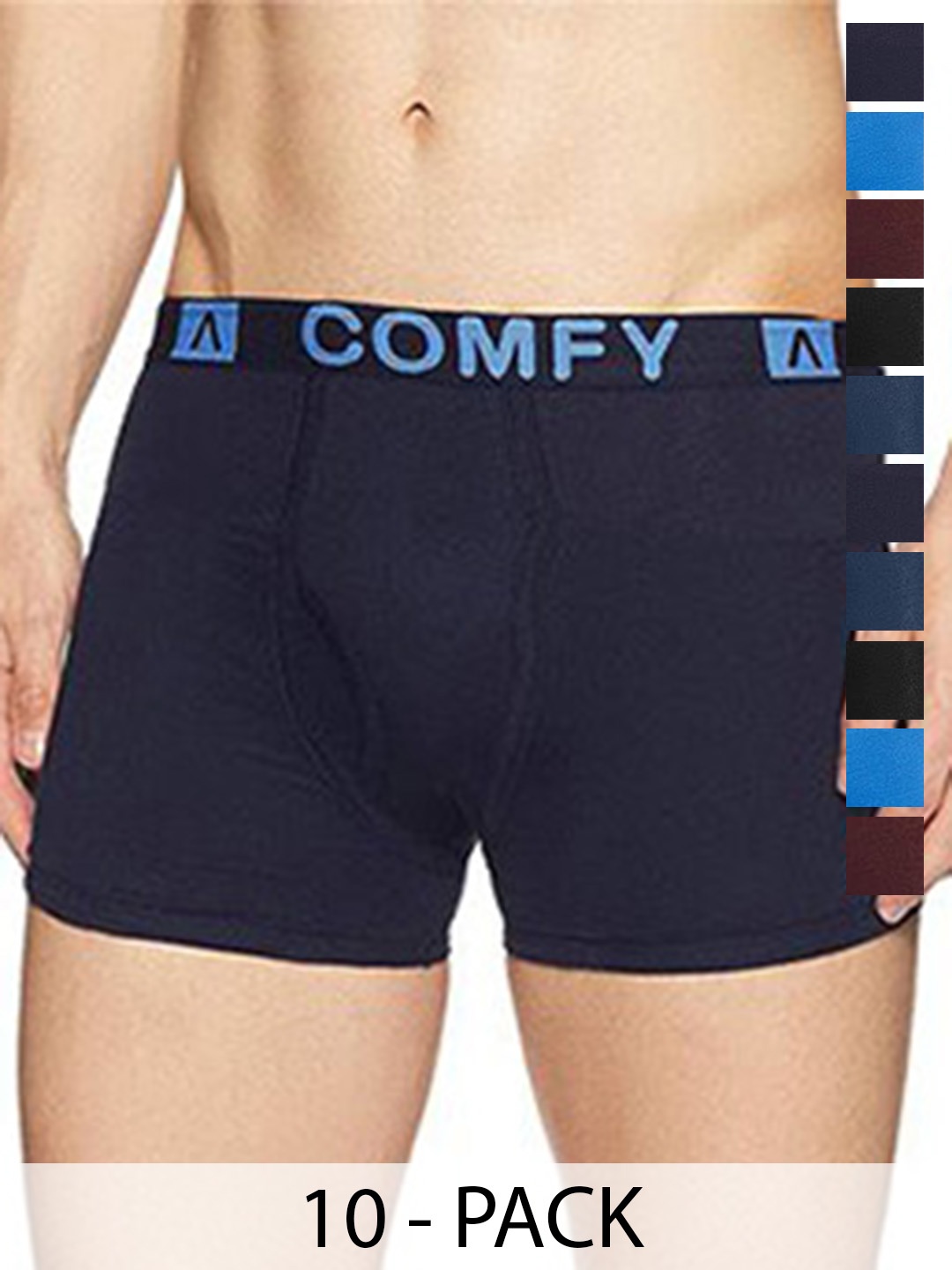 

AMUL COMFY Men Pack Of 10 Assorted Trunks - Comfy-FCD-Trunk-OE-10-105, Blue