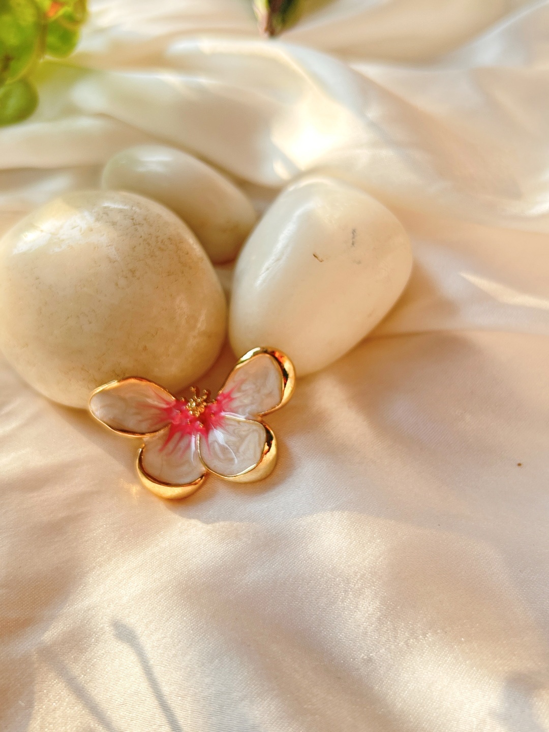 

The Jewellery Tale Gold-Plated Butterfly Shaped Studs, White