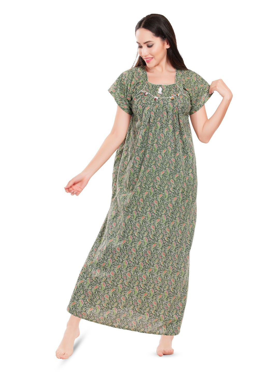 

Zionity Printed Maxi Nightdress, Green