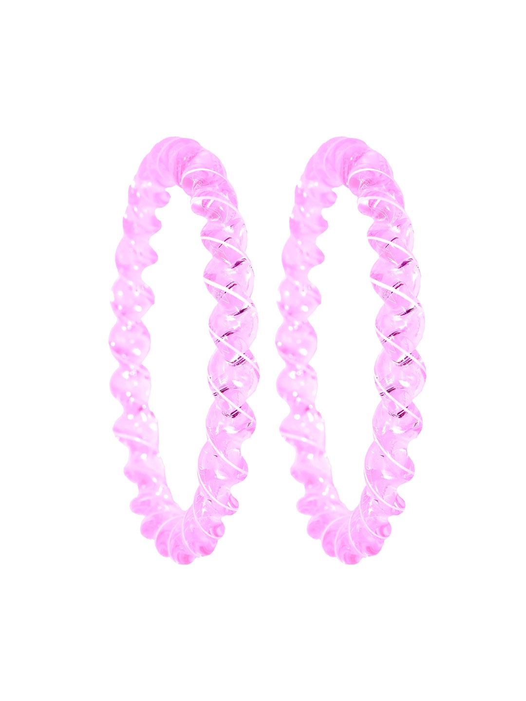 

ZULKA Set of 2 Crystal Twisted Design Spiral Glass Bangles, Pink