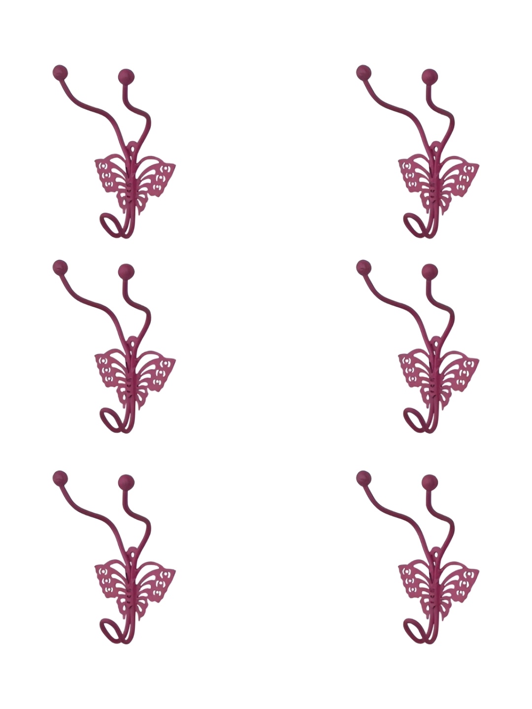 

IndianShelf Pink 6 Pcs Metal Butterfly Wall Hooks