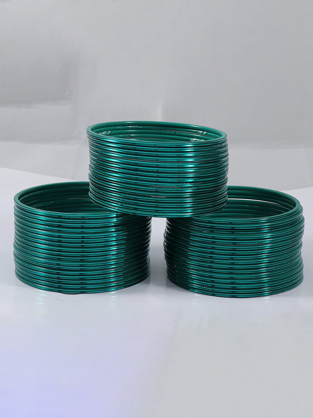 

ZULKA Set of 48 Alloy Base Plain Glossy Finished Metal Bangles, Teal