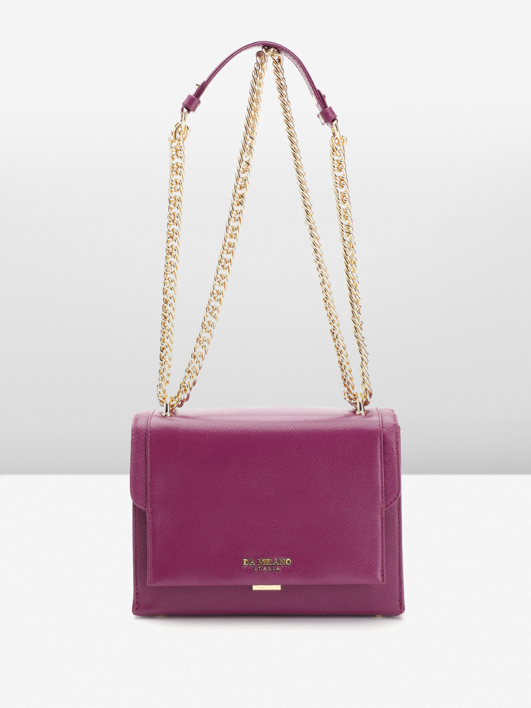 

Da Milano Textured Leather Structured Shoulder Bag, Purple