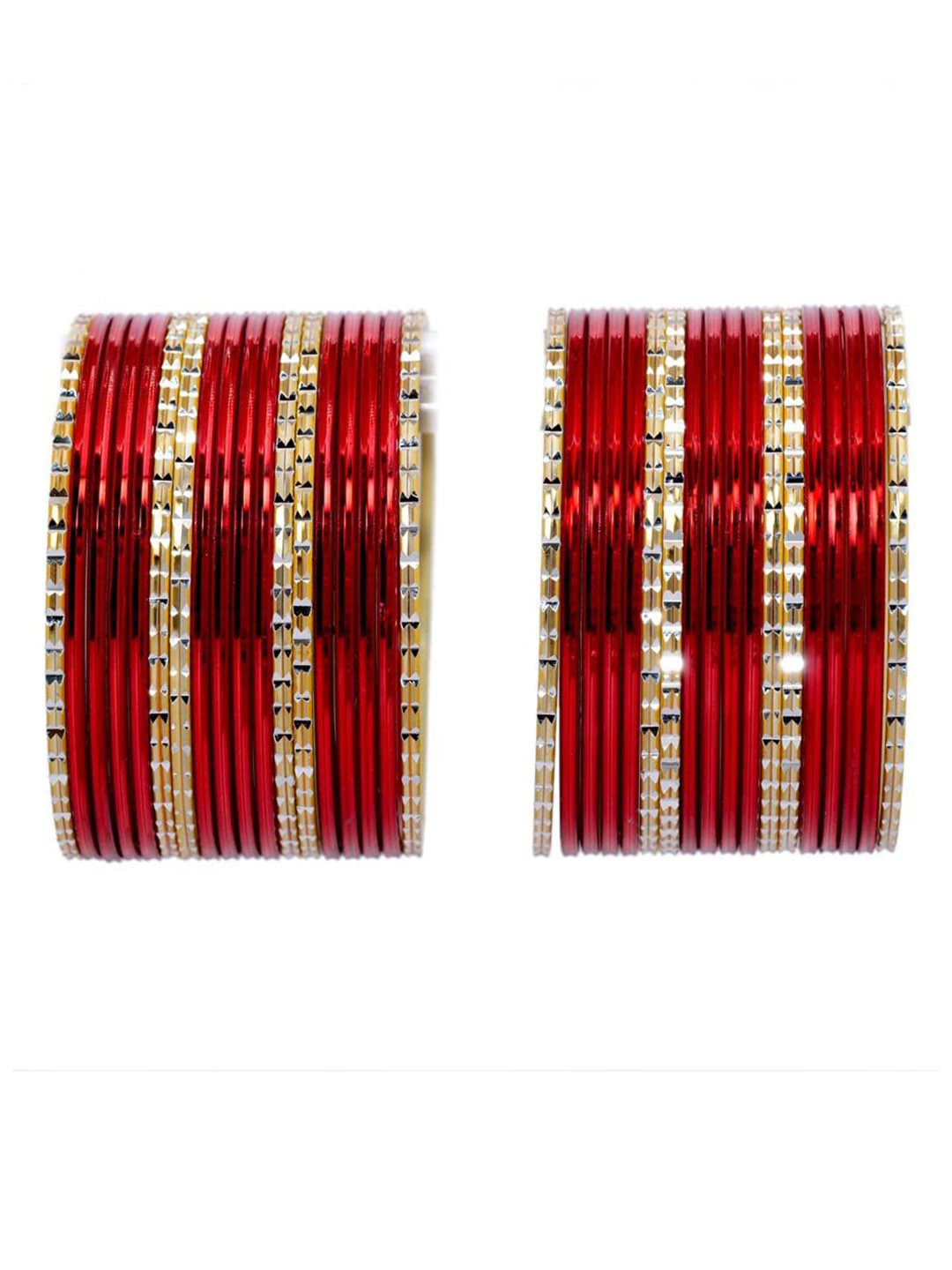 

ZULKA Set of 36 Textured Bangles, Red