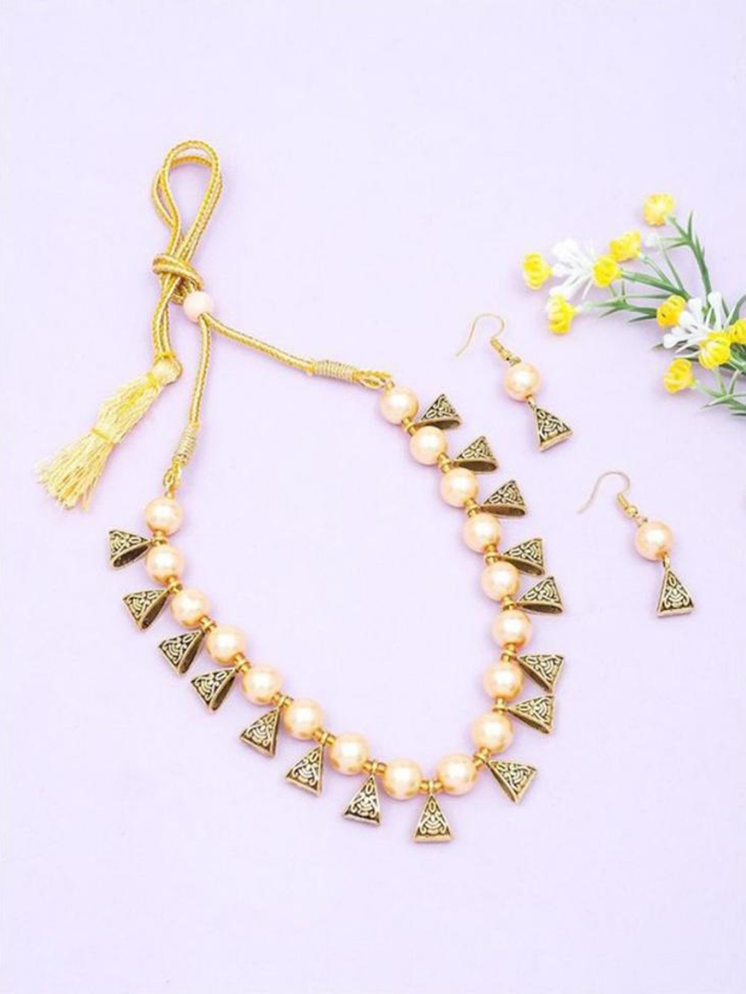 

SUNHARI Gold-Plated Beaded Jewellery Set