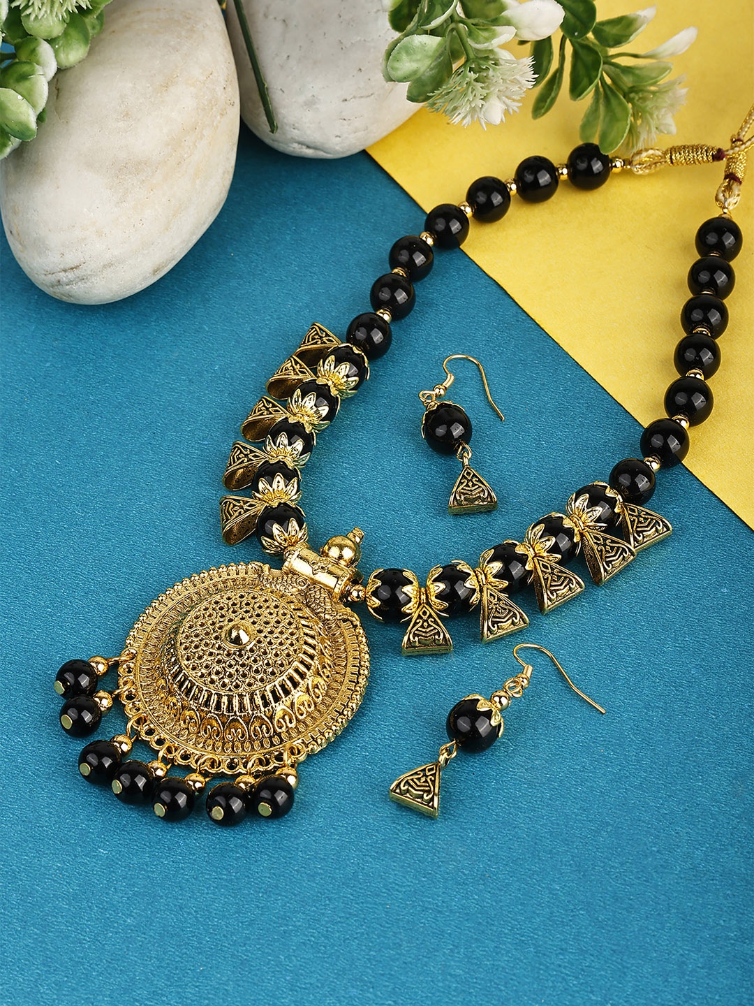 

SUNHARI Pearl-Beaded Jewellery Set, Black