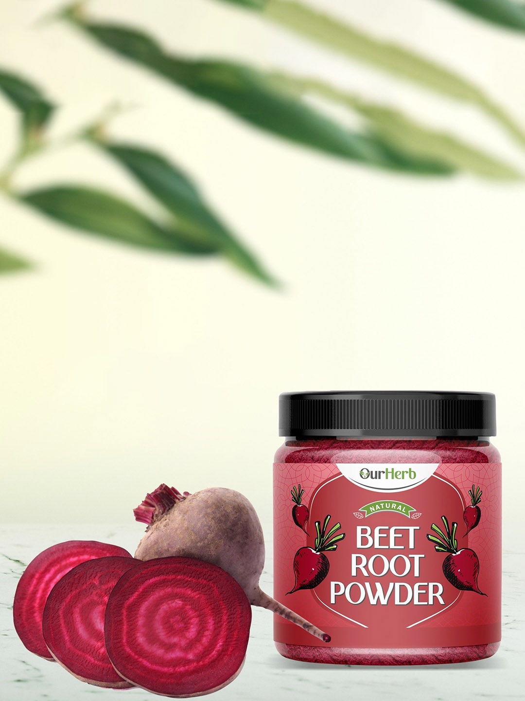 

OurHerb Pure & Natural Beetroot Powder With Wooden Spoon - 200 g, Red