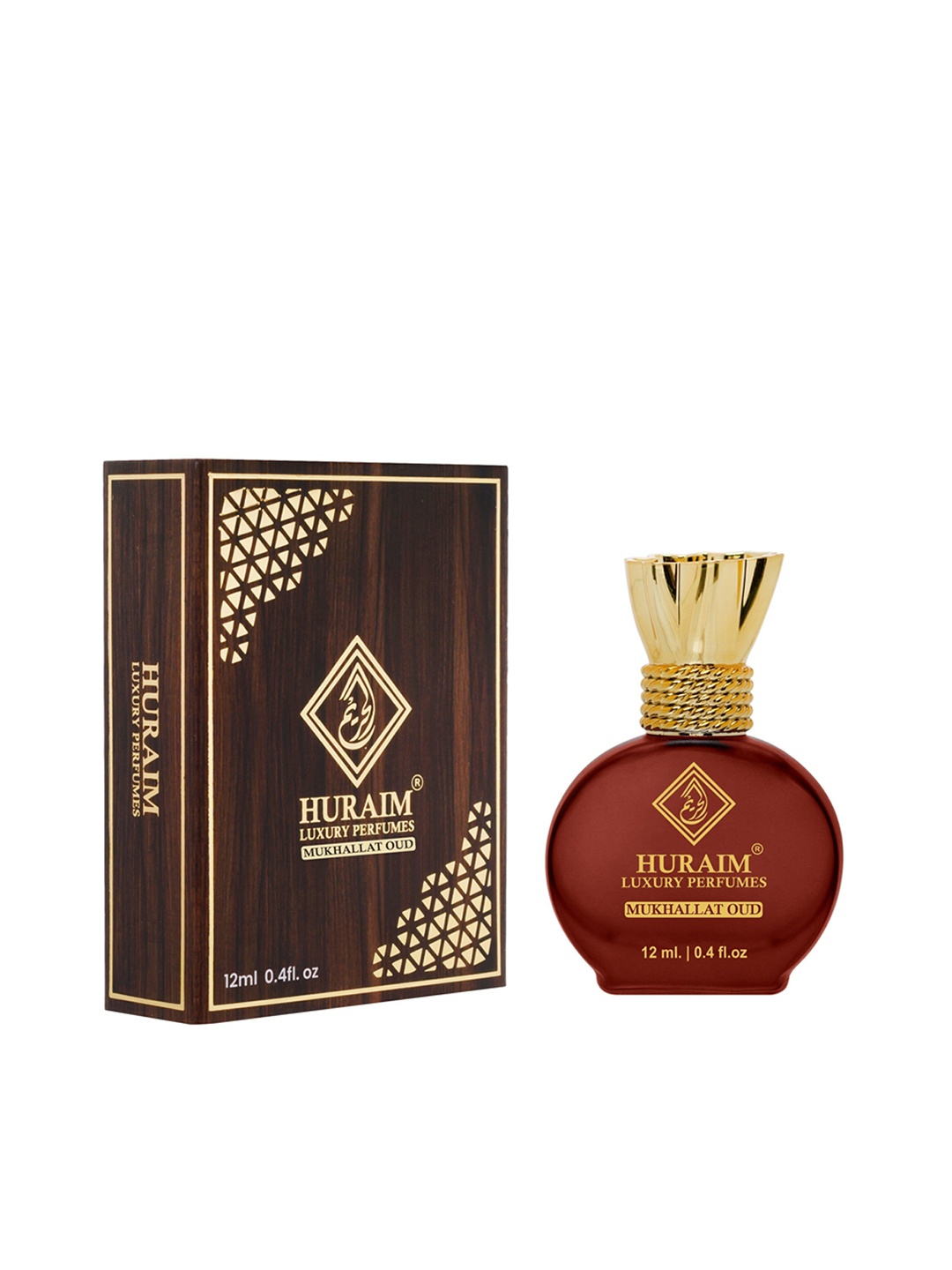 

HURAIM Mukhallat Oud 100% Natural & Pure Alcohol Free Attar - 12 ml, Brown