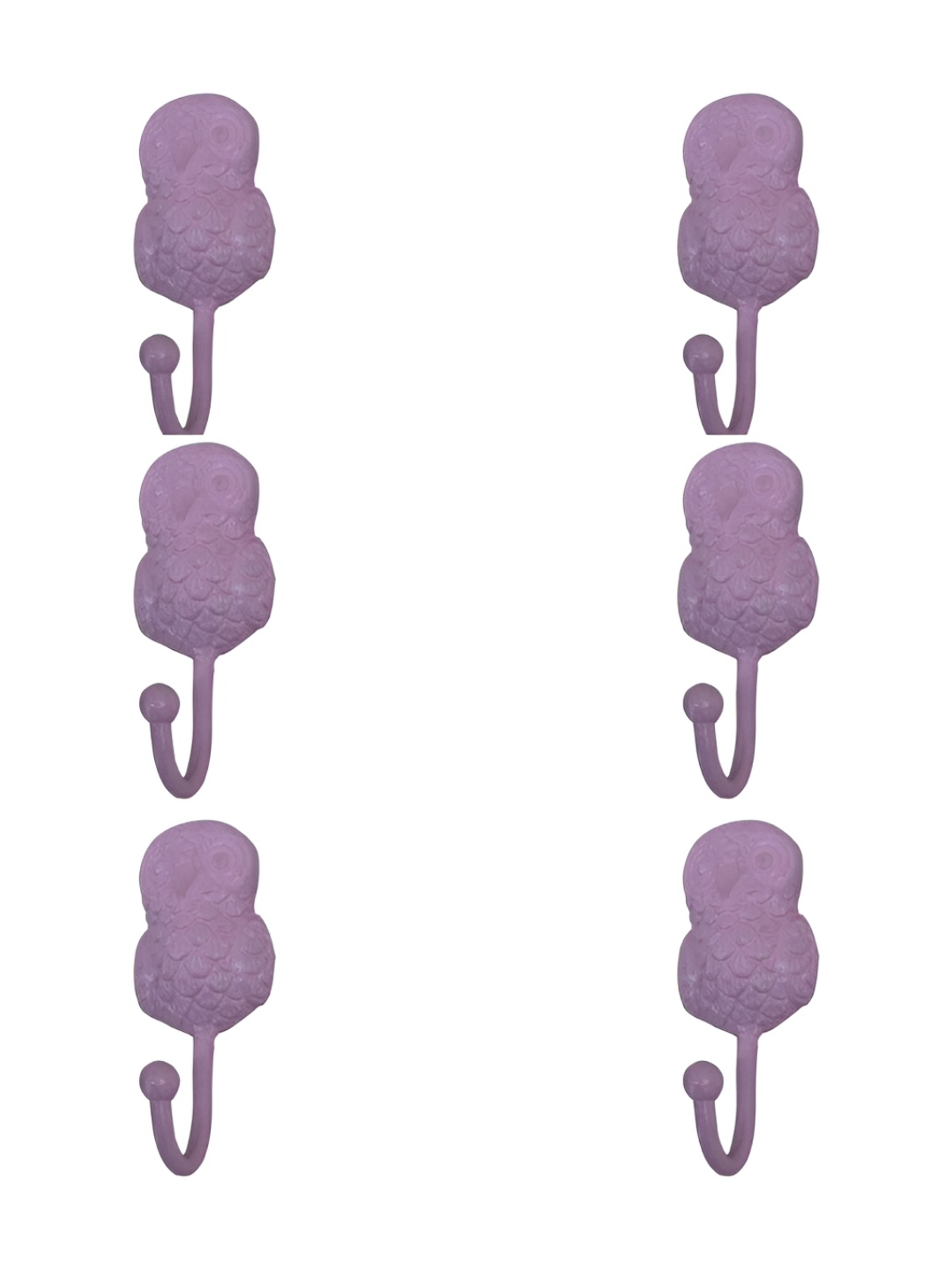 

IndianShelf Pink 6 Pieces Iron Owl Wall Coat Hooks