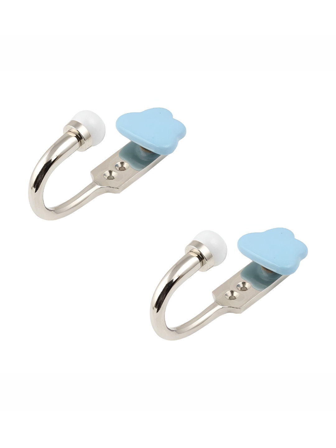 

IndianShelf Turquoise Blue 2 Pieces Ceramic & Zinc Cloud Wall Hooks
